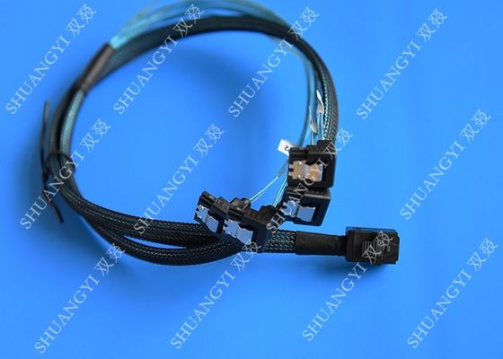 Cina SFF 8643 To 4x SATA SAS Hard Drive Cable Black Multilane With 4 Channels pemasok