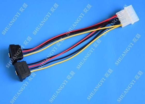Cina Computer Molex 4 Pin To 2 x15 Pin SATA Data Cable Right Angle Pitch 5.08mm pemasok