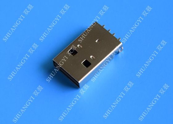 Cina USB 2.0 A Male USB Charging Connector , Plug Jack Mounting Solder 4 Pin PCB Connector pemasok