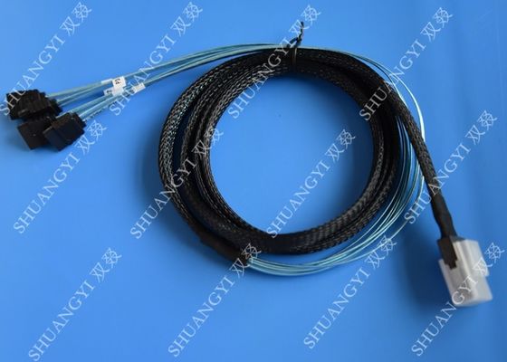 Cina SFF 8087 To 4 SATA Serial Attached SCSI Cable , 1.5m Internal 6gb SAS Fan Out Cable pemasok
