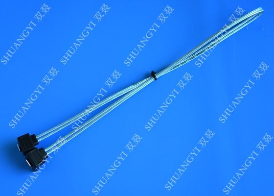 Cina Blue Slim Down Angle 7 Pin SATA Data Cable Female to Female With Locking Latch pemasok
